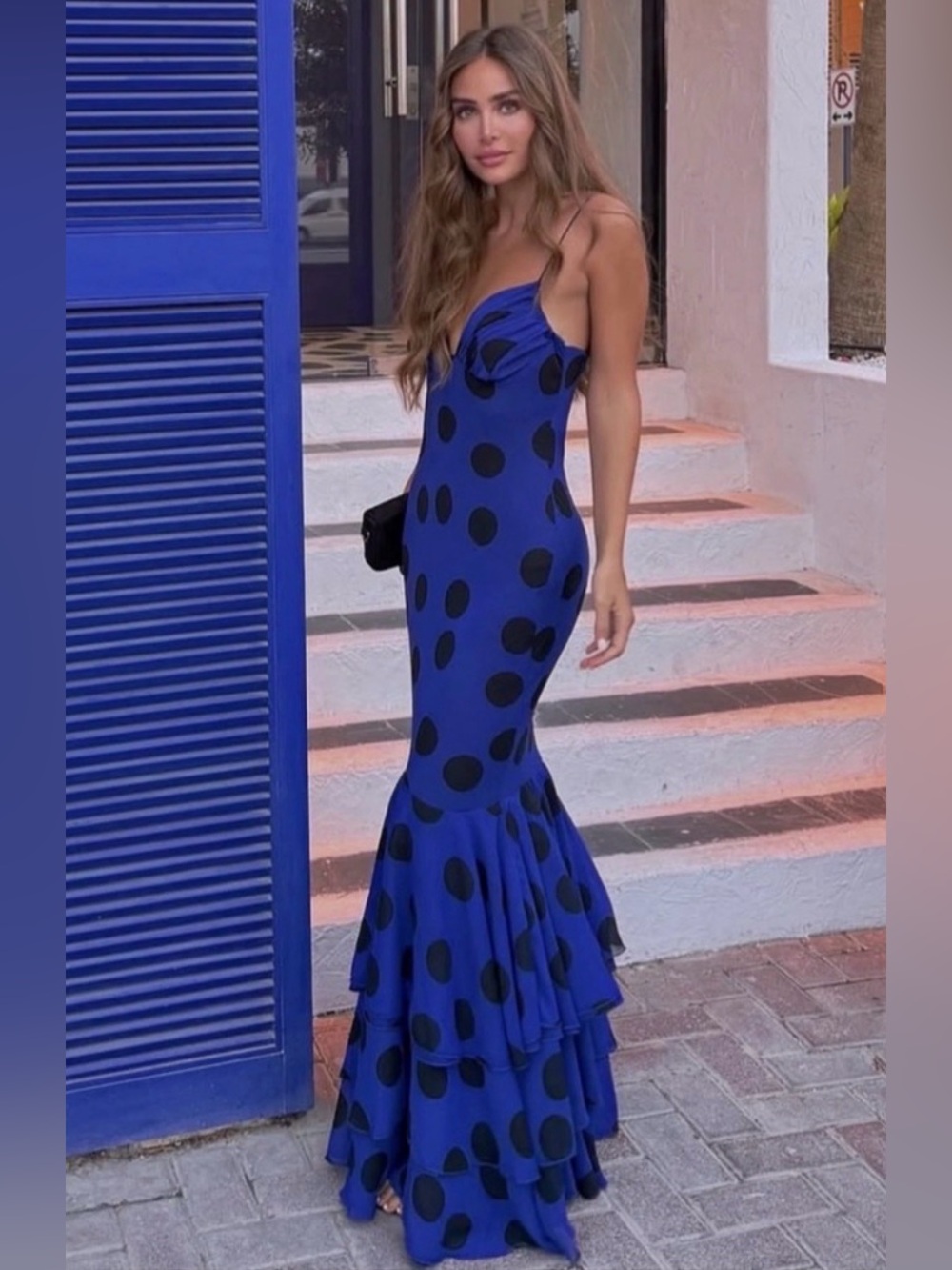 ZARA ~ Polka Dot Ruffle Long Dress - Picture 8 of 17